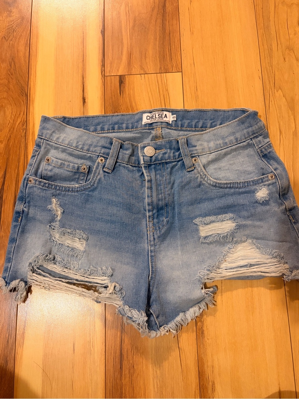 Chelsea Women's Light Wash Distressed Denim Shorts